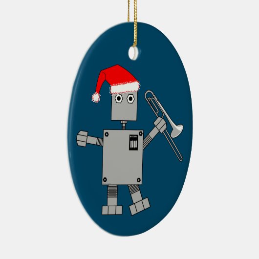 Trombone Santa Hat Robot Keramisch Ornament (Rechts)