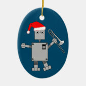 Trombone Santa Hat Robot Keramisch Ornament (Voorkant)