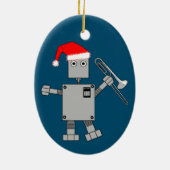 Trombone Santa Hat Robot Keramisch Ornament (Achterkant)
