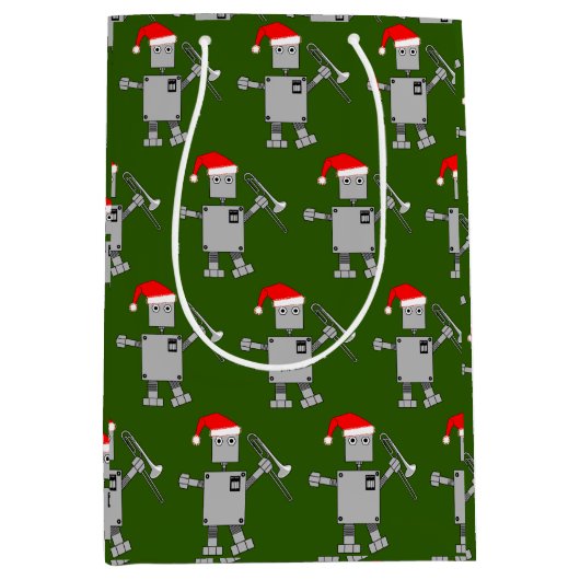 Trombone Santa Hat Robot Medium Cadeauzakje (Voorkant)