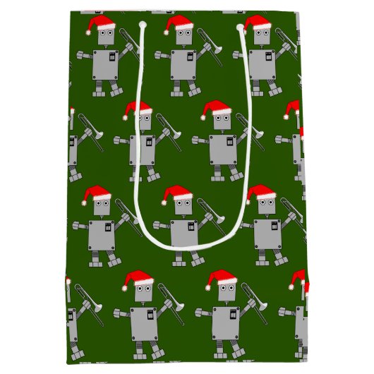 Trombone Santa Hat Robot Medium Cadeauzakje (Achterkant)