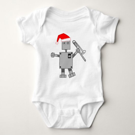 Trombone Santa Hat Robot Romper (Voorkant)