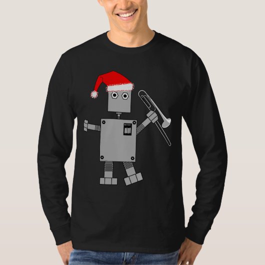 Trombone Santa Hat Robot T-shirt (Voorkant)