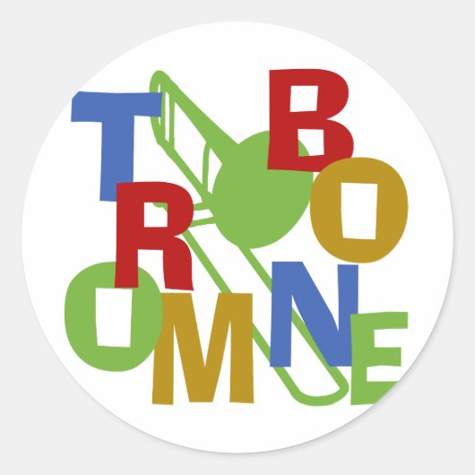 Trombone Scramble Ronde Sticker (Voorkant)