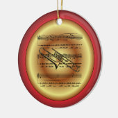 Trombone~Sheet Music~Red/Green/Gold~Kerst~ Keramisch Ornament (Links)