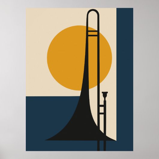 Trombone Silhouet | Midden-Jaren 50-Modern Poster (Voorkant)