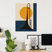 Trombone Silhouet | Midden-Jaren 50-Modern Poster (Thuiskantoor)