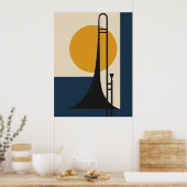 Trombone Silhouet | Midden-Jaren 50-Modern Poster (Keuken)