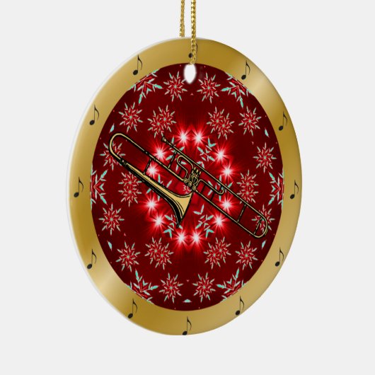 Trombone ~ Silver ~ Red~ Gold ~ Kerstmis ~ Keramisch Ornament (Rechts)