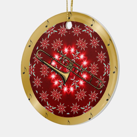 Trombone ~ Silver ~ Red~ Gold ~ Kerstmis ~ Keramisch Ornament (Links)