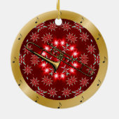 Trombone ~ Silver ~ Red~ Gold ~ Kerstmis ~ Keramisch Ornament (Achterkant)