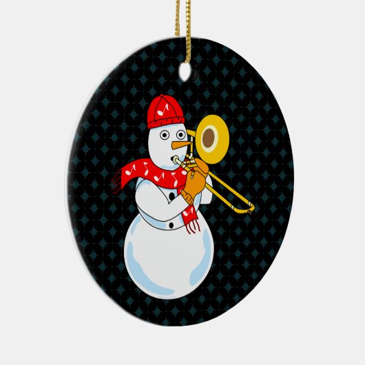 Trombone Snowman Keramisch Ornament (Rechts)