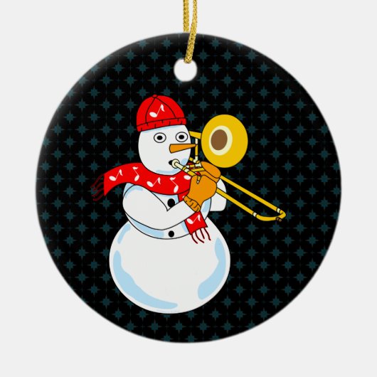 Trombone Snowman Keramisch Ornament (Voorkant)