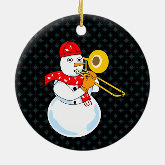 Trombone Snowman Keramisch Ornament (Achterkant)