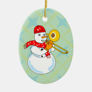 Trombone Snowman Keramisch Ornament