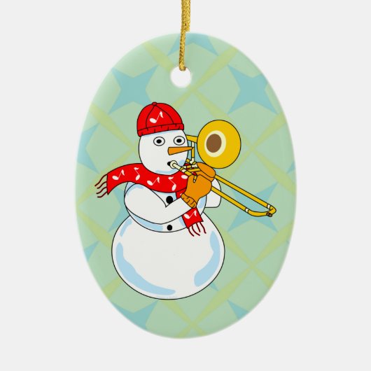 Trombone Snowman Keramisch Ornament (Voorkant)