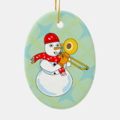 Trombone Snowman Keramisch Ornament (Achterkant)
