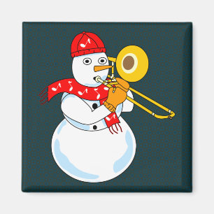 Trombone Snowman Magneet
