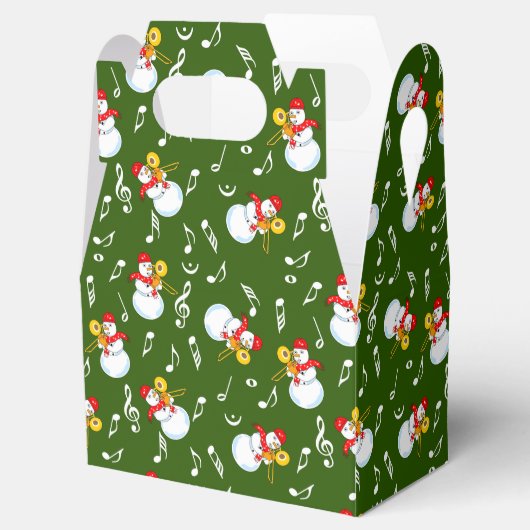 Trombone Snowman Muzieknoten Patroon Bedankdoosjes (Geopend)