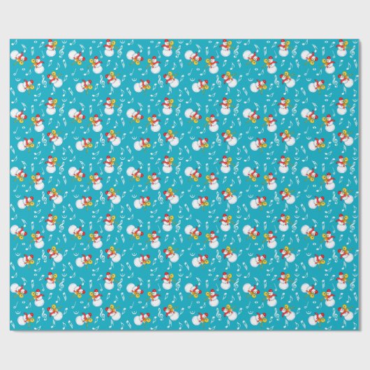 Trombone Snowman Muzieknoten Patroon Cadeaupapier (Vlak)