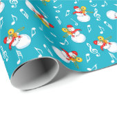 Trombone Snowman Muzieknoten Patroon Cadeaupapier (Rol Hoek)