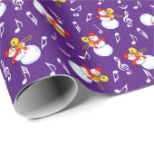 Trombone Snowman Muzieknoten Patroon Cadeaupapier (Rol Hoek)
