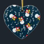 Trombone Snowman Muzieknoten Patroon Keramisch Ornament<br><div class="desc">Een puinhoop van sneeuwpopspelers met een muzieknoot sjaal en muzieknoten is een grappig wintercadeauontwerp voor trombonisten,  muziekdocenten en studenten in concert,  jazz en marchingband.</div>
