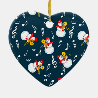 Trombone Snowman Muzieknoten Patroon Keramisch Ornament