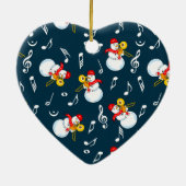 Trombone Snowman Muzieknoten Patroon Keramisch Ornament (Achterkant)