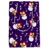 Trombone Snowman Muzieknoten Patroon Medium Cadeauzakje (Voorkant)