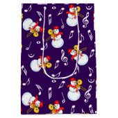 Trombone Snowman Muzieknoten Patroon Medium Cadeauzakje (Achterkant)