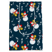 Trombone Snowman Muzieknoten Patroon Medium Cadeauzakje (Achterkant)