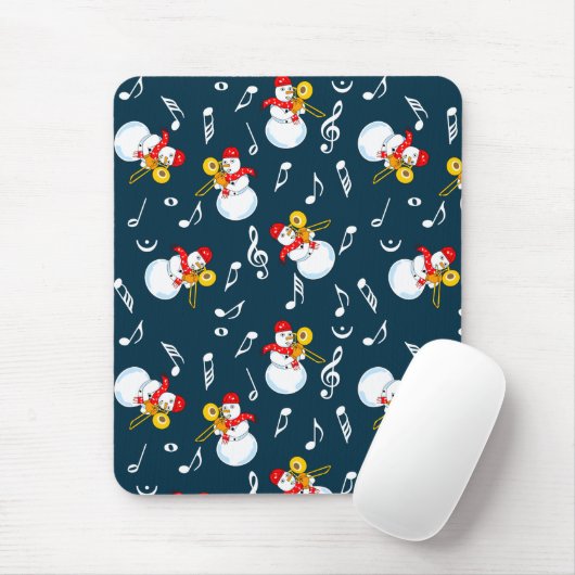Trombone Snowman Muzieknoten Patroon Muismat (Met muis)