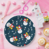 Trombone Snowman Muzieknoten Patroon Papieren Bordje (Feest)