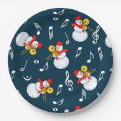 Trombone Snowman Muzieknoten Patroon Papieren Bordje (Voorkant)