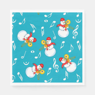 Trombone Snowman Muzieknoten Patroon Servet