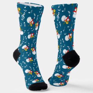 Trombone Snowman Muzieknoten Patroon Sokken