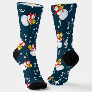 Trombone Snowman Muzieknoten Patroon Sokken