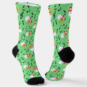 Trombone Snowman Muzieknoten Patroon Sokken