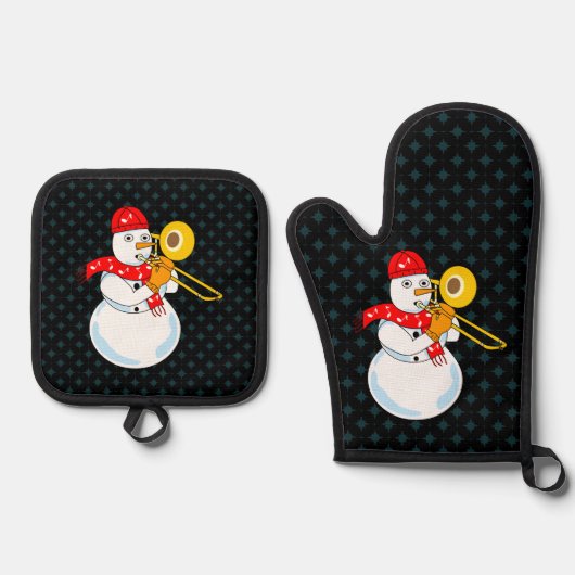 Trombone Snowman Ovenwant & Pannenlap Set (Voorkant)