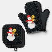 Trombone Snowman Ovenwant & Pannenlap Set (Voorkant / Achterkant)