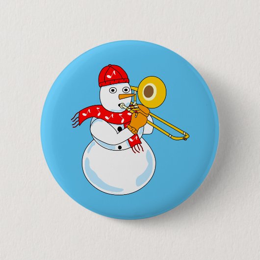Trombone Snowman Ronde Button 5,7 Cm (Voorkant)