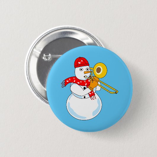 Trombone Snowman Ronde Button 5,7 Cm (Voorkant /achterkant)