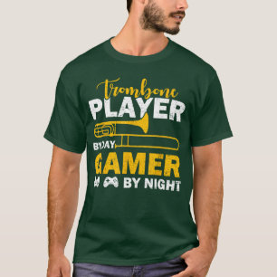 Trombone-speler Overdag Gamer 's Nachts Funnyrombo T-shirt