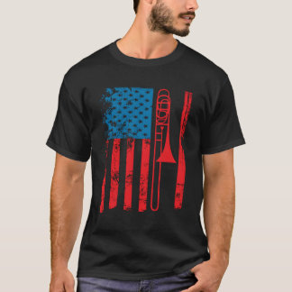 Trombone Speler USA Flag Accessoires voor T-shirt