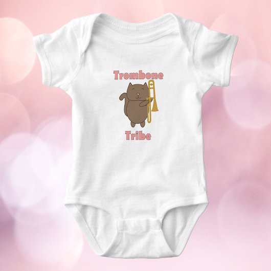 Trombone Stam Cute Grappige Kat Roze Letters Romper