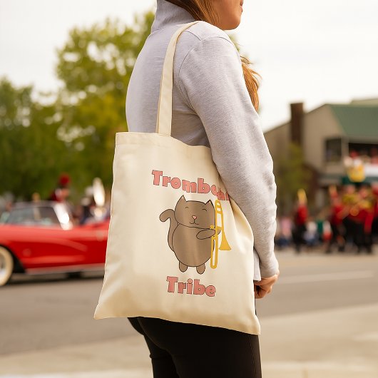 Trombone Stam Cute Kat Roze Letters Tote Bag