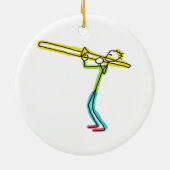 Trombone Stickman Keramisch Ornament (Achterkant)