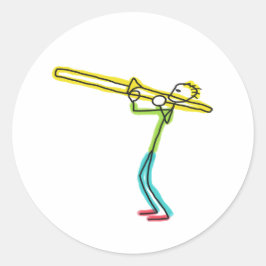 Trombone Stickman Ronde Sticker