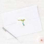 Trombone Stickman Ronde Sticker (Envelop)